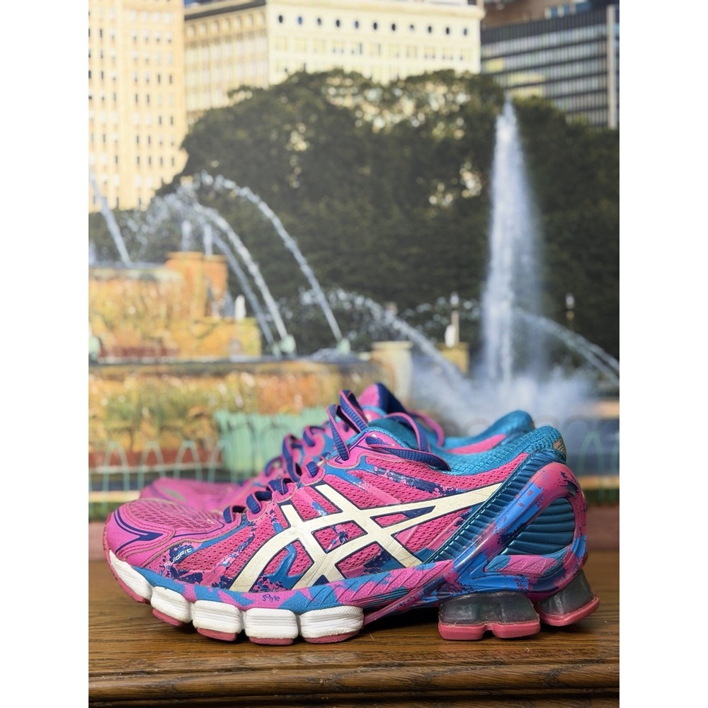 ASICS Gel-Sendai 2 Hot Pink Camo Blue Running Shoes T36DQ Women Sz 7.5 RARE